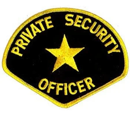 Tear Drop Private Security Officer Shoulder Patch Gold on Black