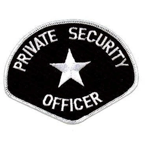 Tear Drop Private Security Officer Shoulder Patch White on Black