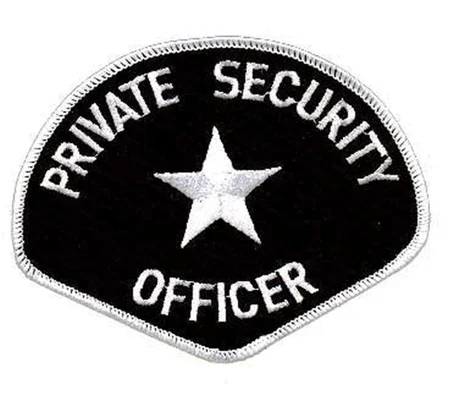 Tear Drop Private Security Officer Shoulder Patch White on Black