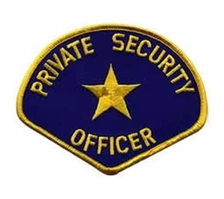 Tear Drop Private Security Officer Shoulder Patch Gold on Navy