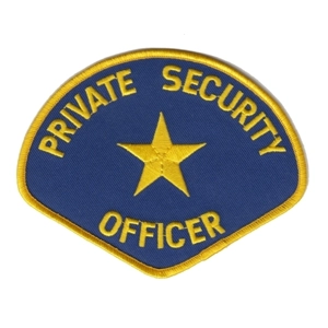 Tear Drop Private Security Officer Shoulder Patch Gold on Royal