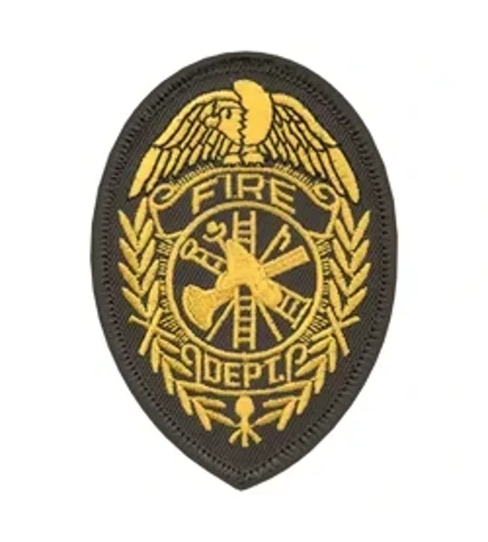 Fire Department Badge Patch Gold on Black