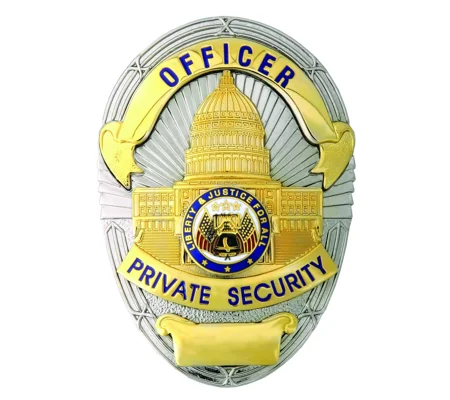 Officer Private Security Gold on Silver Shield Badge LAPD Style