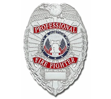 Professional Firefighter Shield Badge Silver Nickel
