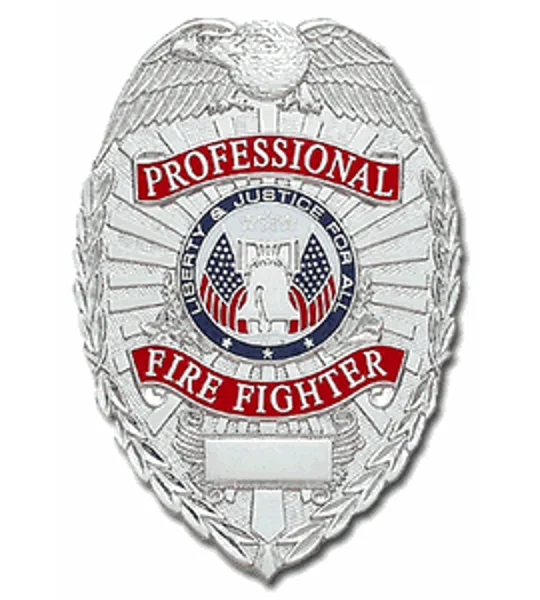 Professional Firefighter Shield Badge Silver Nickel