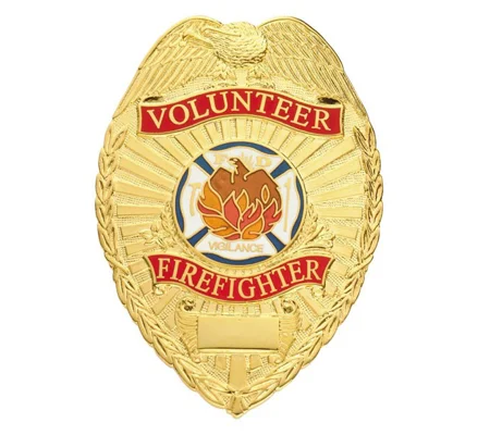 Volunteer Firefighter Shield Badge Gold