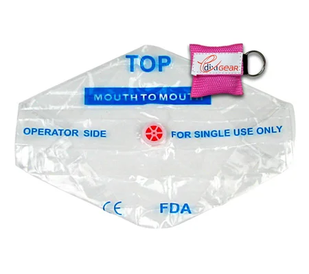 CPR Breathing Barrier Key Chain Kit One Way Valve Pink