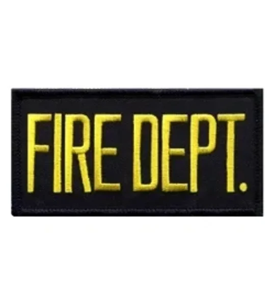 Fire Dept Front Patch 2 x 4 Gold on Midnight Blue