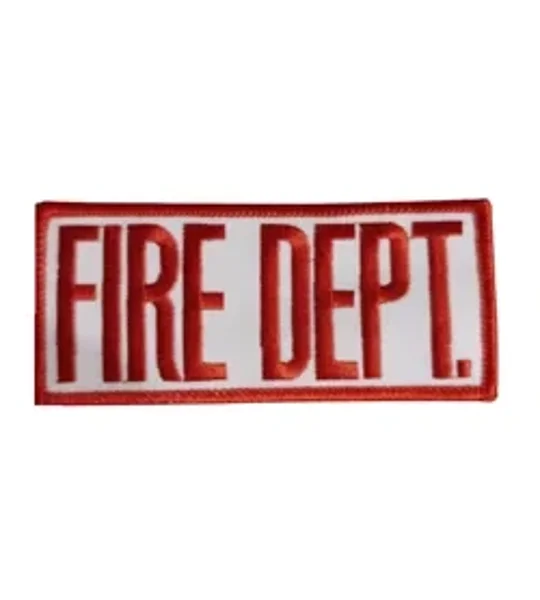 Fire Dept Front Patch 2 x 4 Red on White