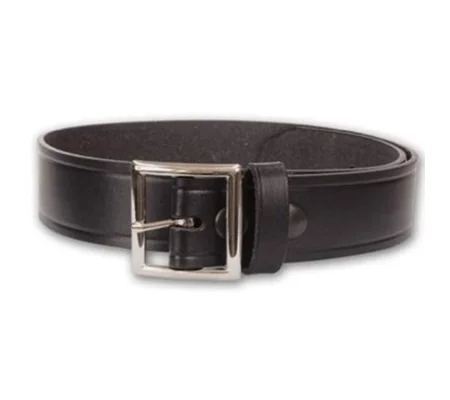 Black Leather Garrison Belt 1 1/4" Silver Buckle