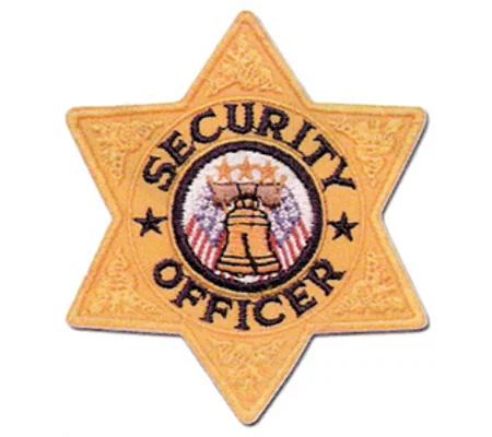 Six Point Star Badge Patch Security Officer Gold
