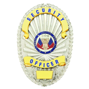 Security Officer Shield Oval Breast Badge Silver - Gold
