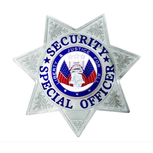 Security Special Officer Silver 7-Point Star Badge Silver