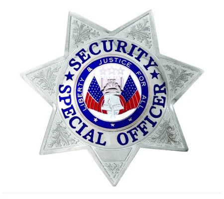 Security Special Officer Silver 7-Point Star Badge Silver