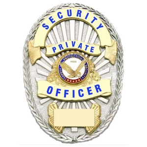 Security Private Officer Shield Oval Badge Silver - Gold