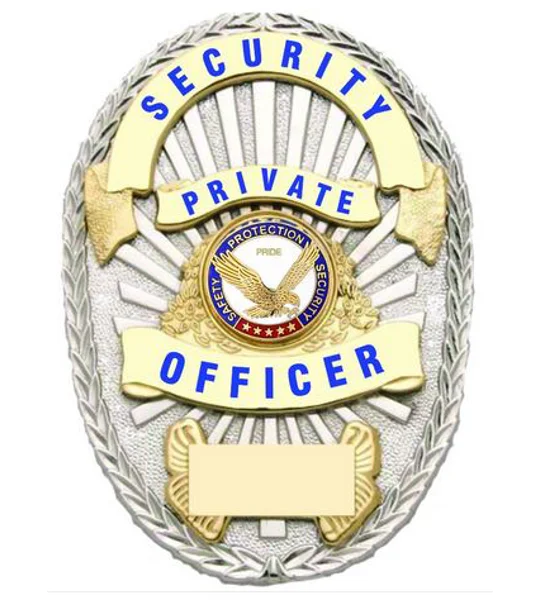 Security Private Officer Shield Oval Badge Silver - Gold