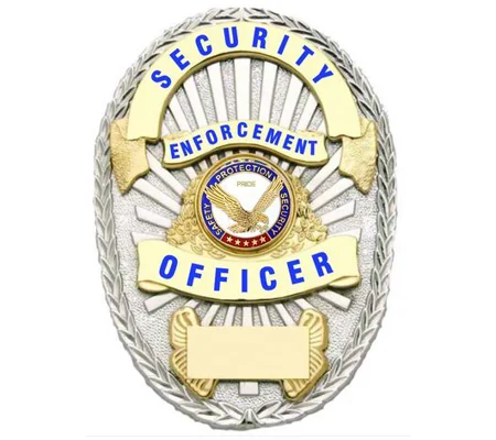 Security Enforcement Officer Shield Oval Badge Silver - Gold