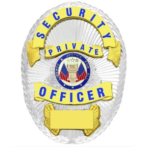 Security Private Officer Shield Oval Breast Badge Silver - Gold