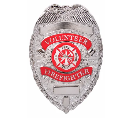 Volunteer Firefighter Fire Dept Shield Badge Silver