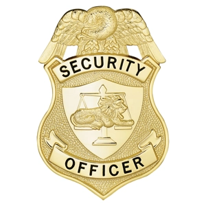 Security Officer Shield Badge Lion Scales Gold