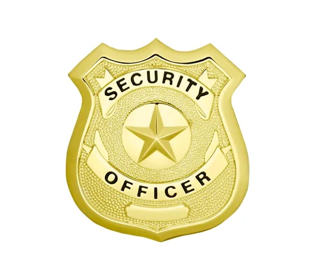 Security Officer Star Center Shield Badge Gold