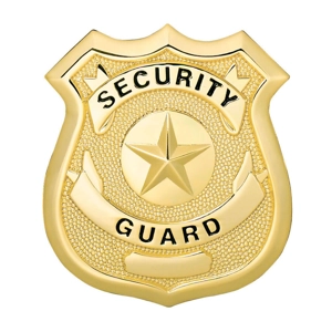 Security Guard Star Center Shield Badge Gold