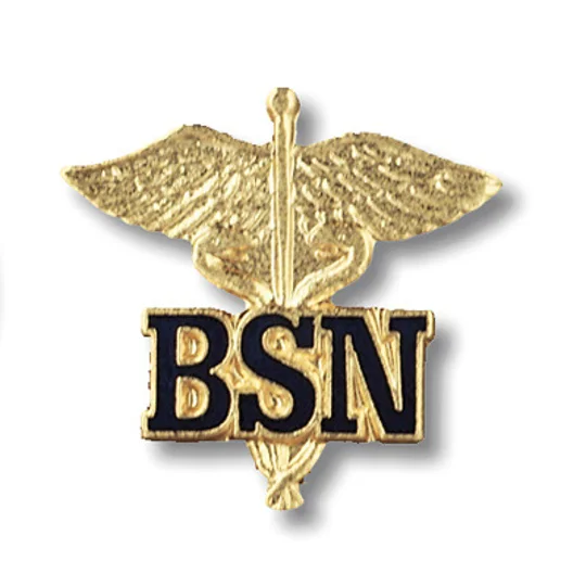 BSN Letters on Caduceus Pin