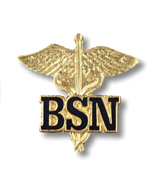 BSN Letters on Caduceus Pin