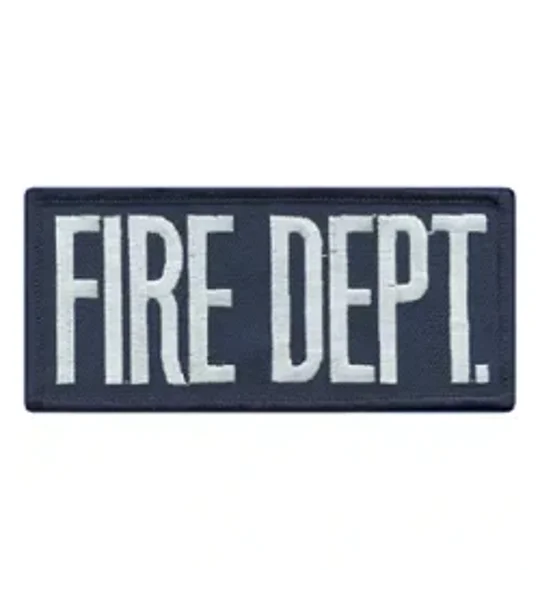 Fire Dept Front Patch 2 x 4 Grey on Navy