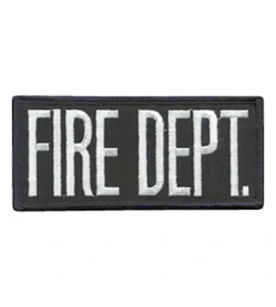 Fire Dept Front Patch 2 x 4 Grey on Black