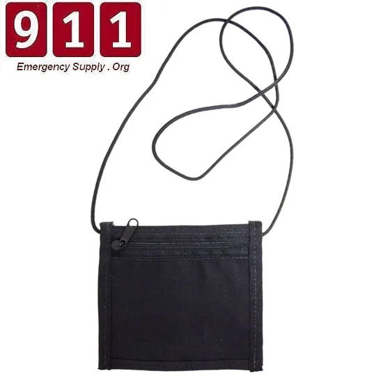 Black Military Neck ID Badge Holder With Zipper