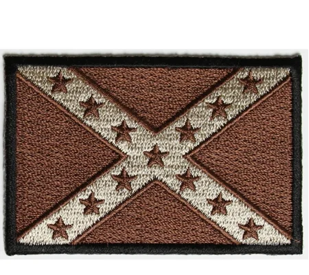 Rebel Confederate Southern Flag Patch Brown