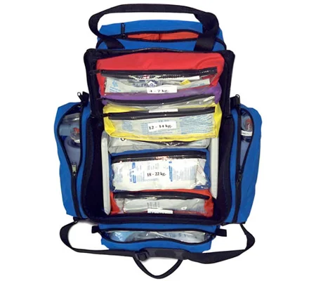 Pediatric ALS Broselow Bag with Color Coded Inserts Filled Stocked