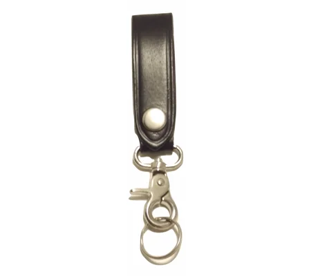 Leather Key Ring Holder Plain Black