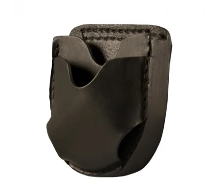 Leather Open Top Handcuff Case Black Plain