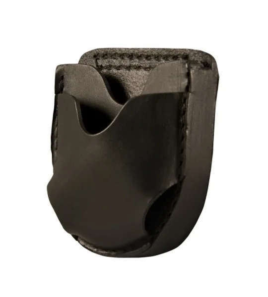 Leather Open Top Handcuff Case Black Plain