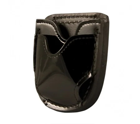 Leather Open Top Handcuff Case Black Clarino