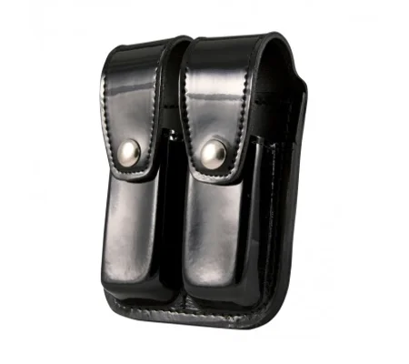Double Magazine Holder Black Leather Clarino