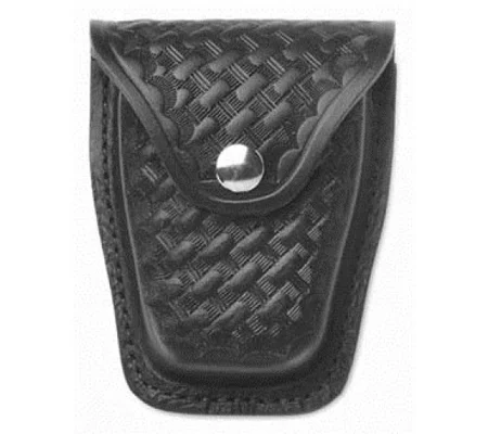 Leather Single Handcuff Case Basket Weave Black