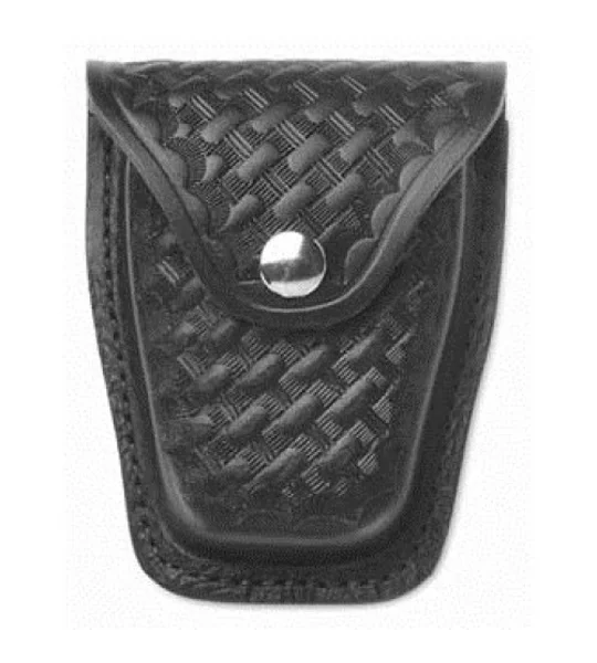 Leather Single Handcuff Case Basket Weave Black