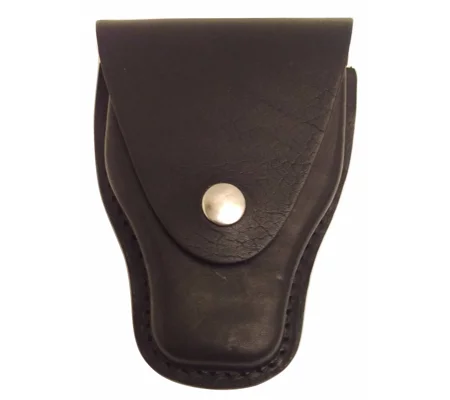 Leather Handcuff Case Snap Back Plain Black