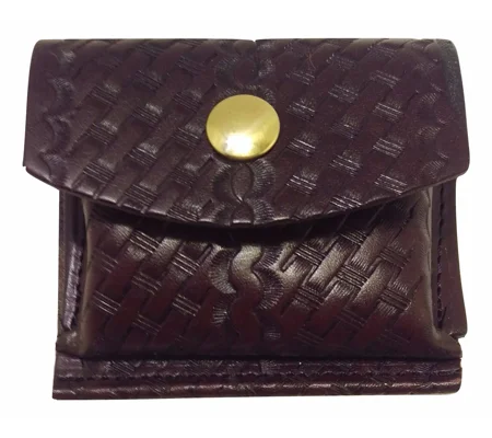 Leather Glove - CPR Mask Pouch Case Basket Weave Sheriff Brown