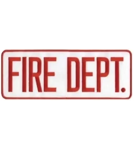 Fire Dept Back Patch Large 4 x 11 Red on White