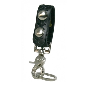 Leather Key Ring Holder Basket Weave Black