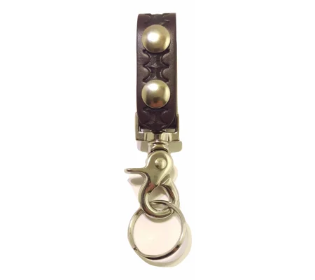Leather Key Ring Holder Basket Weave Sheriff Brown