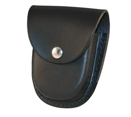 Leather Handcuff Case Round Bottom plain Black