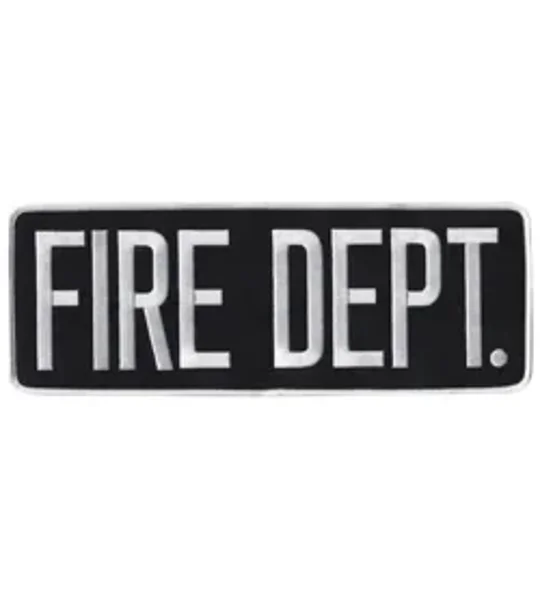 Fire Dept Back Patch Large 4 x 11 White on Black