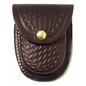 Leather Handcuff Case Round Bottom Basket Weave Sheriff B..