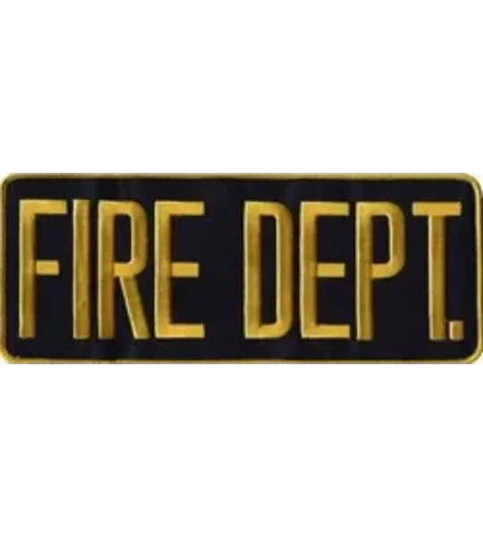 Fire Dept Back Patch Large 4 x 11 Gold on Midnight Blue