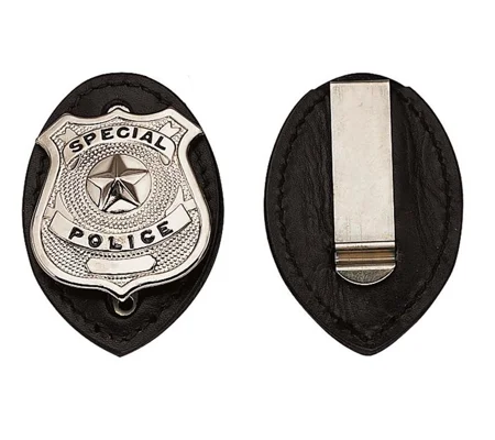 Leather Clip On Badge Holder Shield